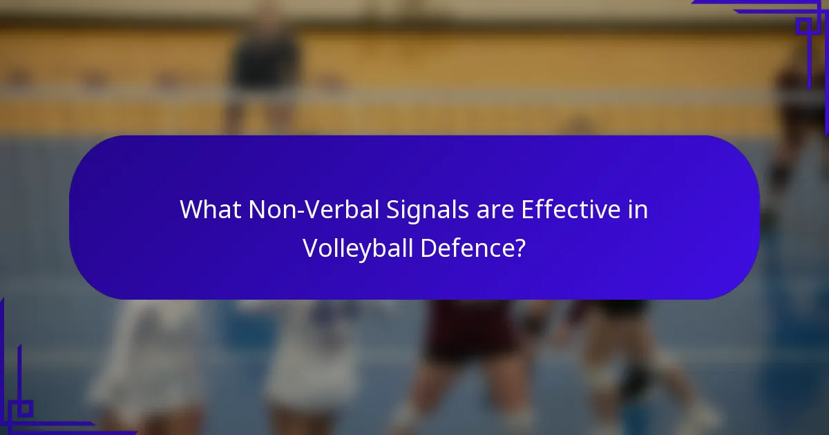 What Non-Verbal Signals are Effective in Volleyball Defence?